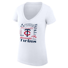Minnesota Twins G-III 4Her by Carl Banks Women's Super-Slim Fit Lightweight Collage Team Graphic V-Neck T-Shirt - MLB