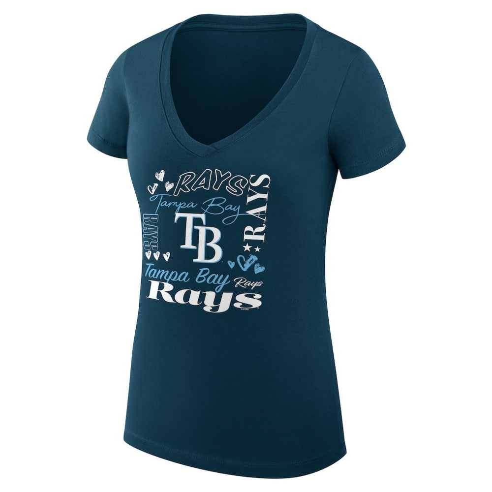 Tampa Bay Rays G-III 4Her by Carl Banks Women's Super-Slim Fit Lightweight Collage Team Graphic V-Neck T-Shirt - MLB