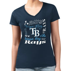 Tampa Bay Rays G-III 4Her by Carl Banks Women's Super-Slim Fit Lightweight Collage Team Graphic V-Neck T-Shirt - MLB