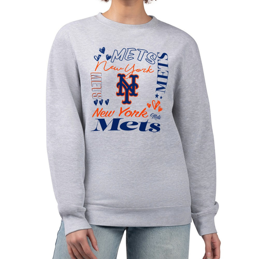 New York Mets G-III 4Her by Carl Banks Women's Collage Team Graphic Fleece Pullover Hoodie - MLB