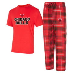 Chicago Bulls Concepts Sport Vector Top & Flannel Pants Sleep Set Red/Black - NBA