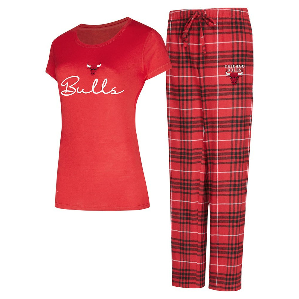 Chicago Bulls Concepts Sport Women's Vector Top & Flannel Pants Sleep Set Red/Black - NBA
