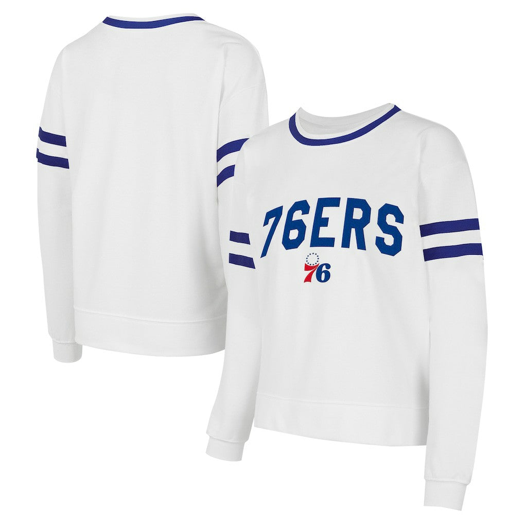 Philadelphia 76ers Concepts Sport Women's Borough Pullover Sweatshirt White - NBA