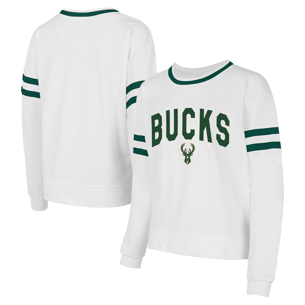 Milwaukee Bucks Concepts Sport Women's Borough Pullover Sweatshirt White - NBA