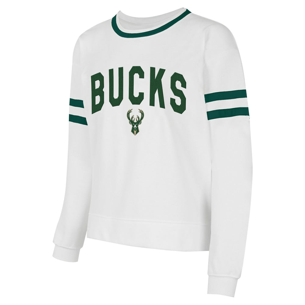 Milwaukee Bucks Concepts Sport Women's Borough Pullover Sweatshirt White - NBA