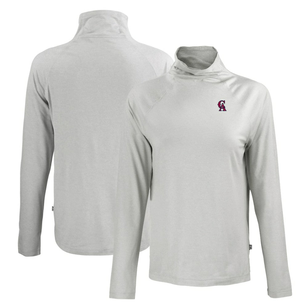 California Angels Cutter & Buck Women's Cooperstown Collection Coastline Epic Comfort Eco Recycled Funnel Neck Raglan Pullover Top - MLB