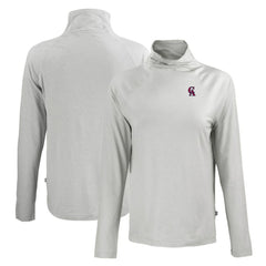 California Angels Cutter & Buck Women's Cooperstown Collection Coastline Epic Comfort Eco Recycled Funnel Neck Raglan Pullover Top - MLB