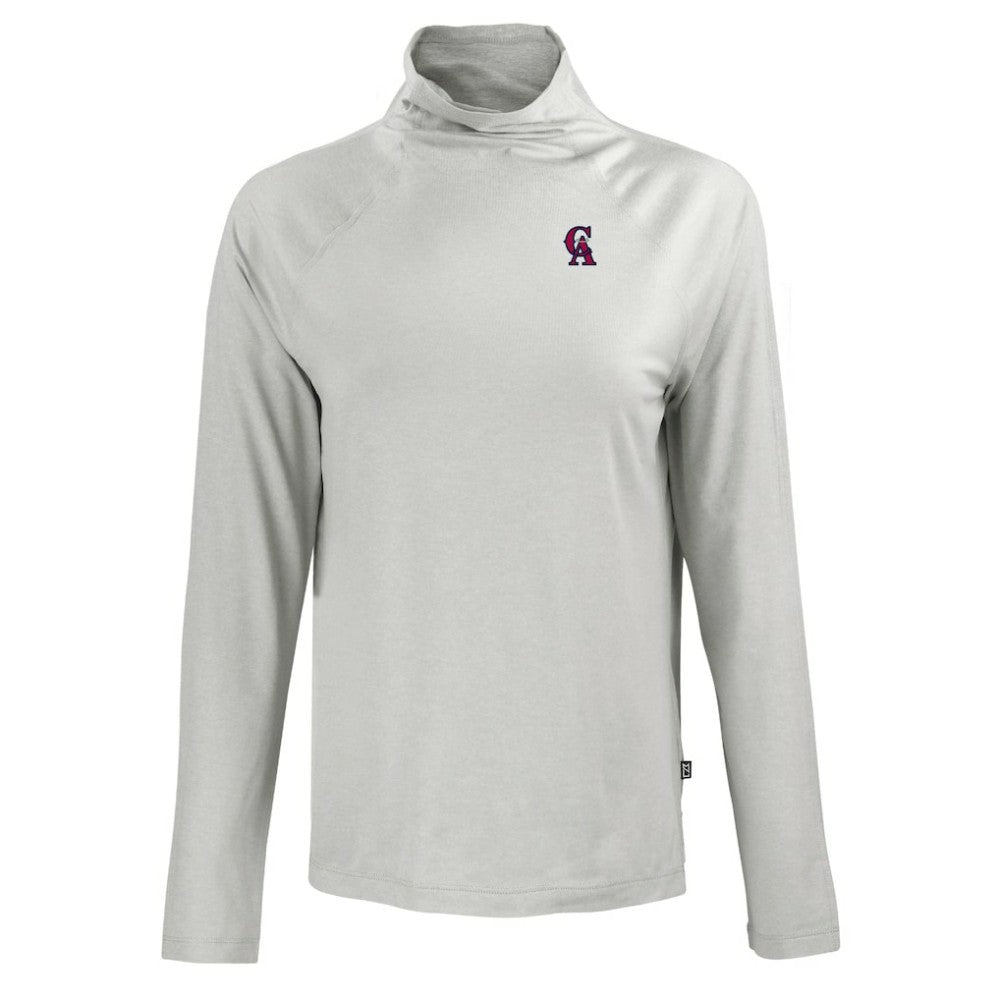 California Angels Cutter & Buck Women's Cooperstown Collection Coastline Epic Comfort Eco Recycled Funnel Neck Raglan Pullover Top - MLB