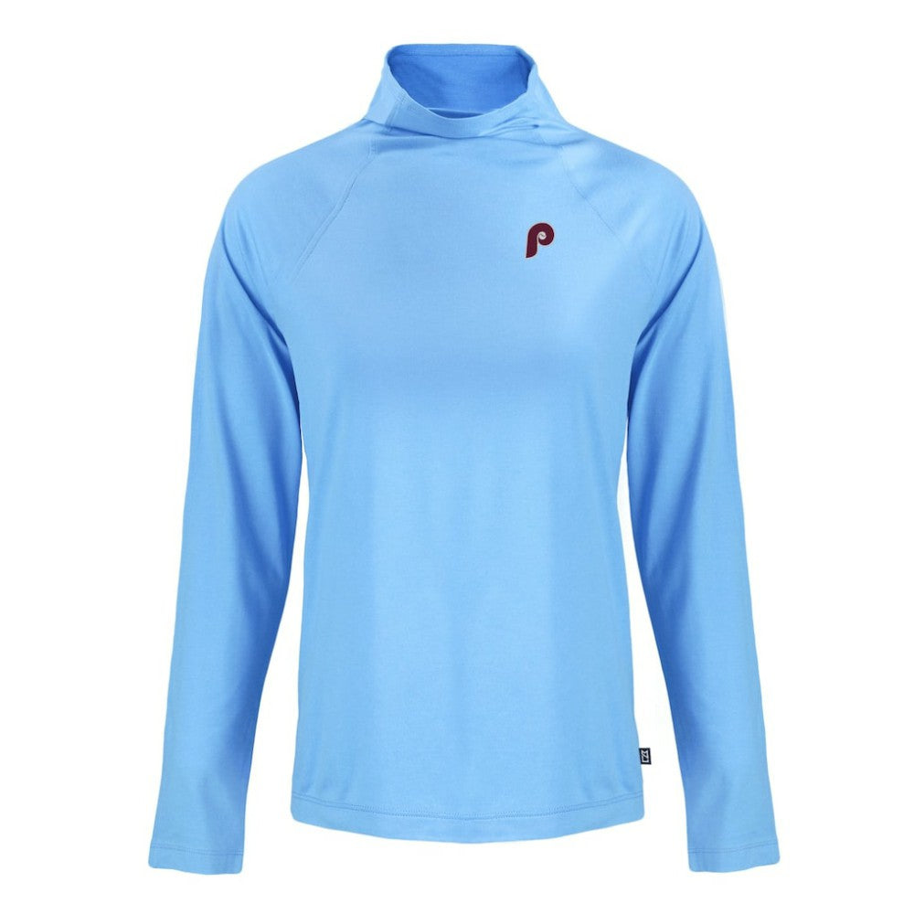 Philadelphia Phillies Cutter & Buck Women's Cooperstown Collection Coastline Epic Comfort Eco Recycled Funnel Neck Raglan Pullover Top - MLB