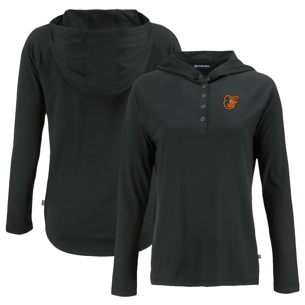 Baltimore Orioles Cutter & Buck Women's  Coastline Epic Comfort Eco Recycled Hoodie Raglan Long Sleeve T-Shirt - MLB