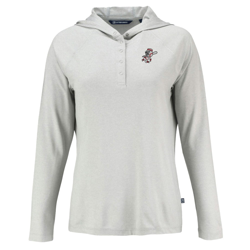 Cincinnati Reds Cutter & Buck Women's Cooperstown Collection Coastline Epic Comfort Eco Recycled Hoodie Raglan Long Sleeve T-Shirt - MLB