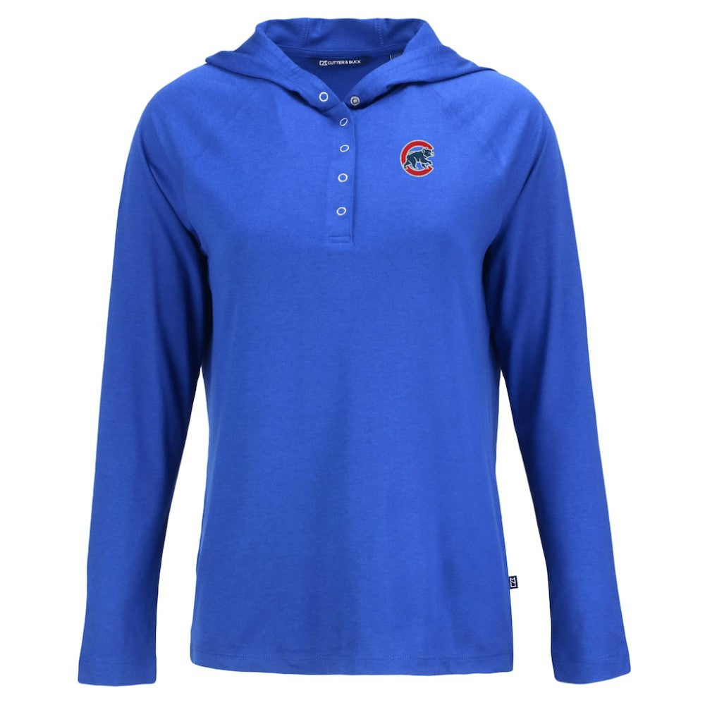 Chicago Cubs Cutter & Buck Women's  Coastline Epic Comfort Eco Recycled Hoodie Raglan Long Sleeve T-Shirt - MLB