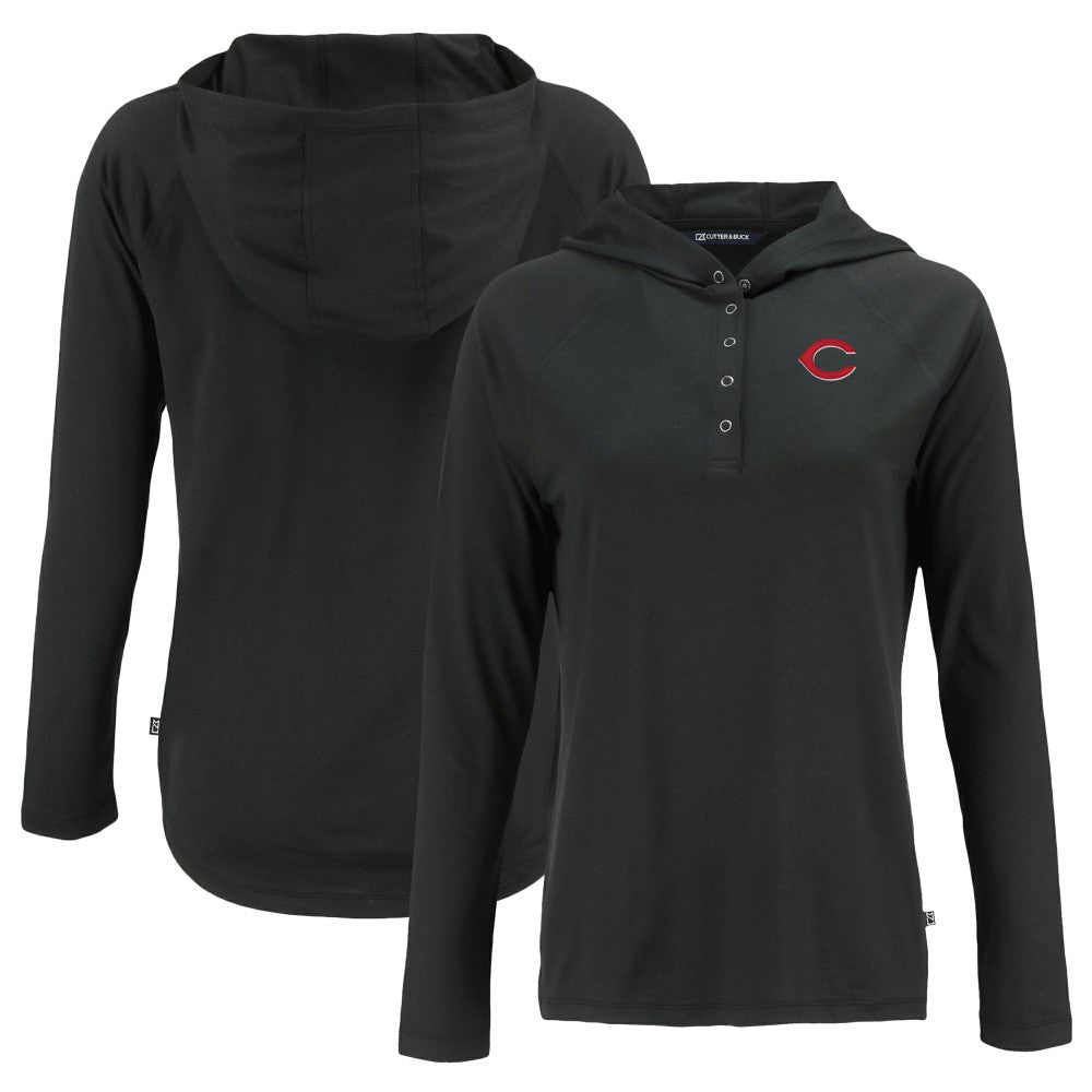 Cincinnati Reds Cutter & Buck Women's  Coastline Epic Comfort Eco Recycled Hoodie Raglan Long Sleeve T-Shirt - MLB