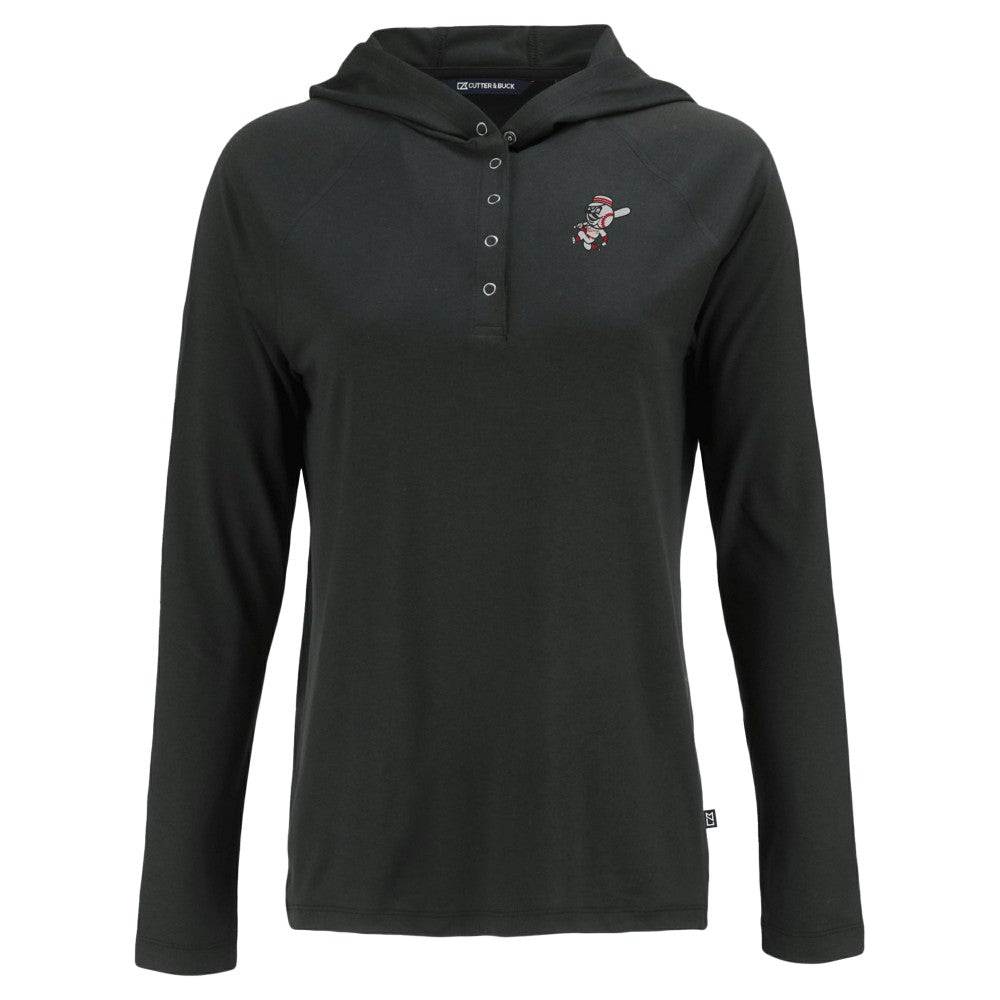 Cincinnati Reds Cutter & Buck Women's Cooperstown Collection Coastline Epic Comfort Eco Recycled Hoodie Raglan Long Sleeve T-Shirt - MLB