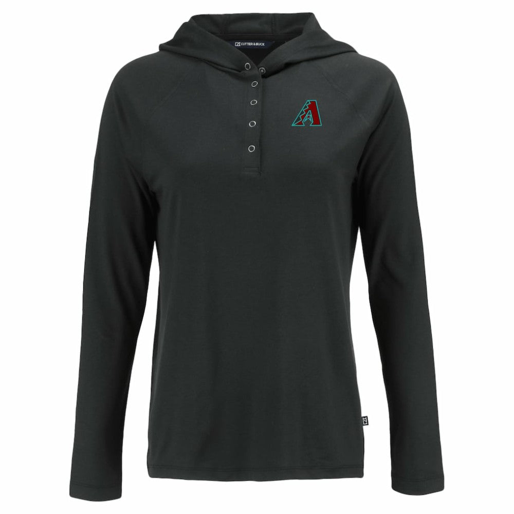 Arizona Diamondbacks Cutter & Buck Women's  Coastline Epic Comfort Eco Recycled Hoodie Raglan Long Sleeve T-Shirt - MLB