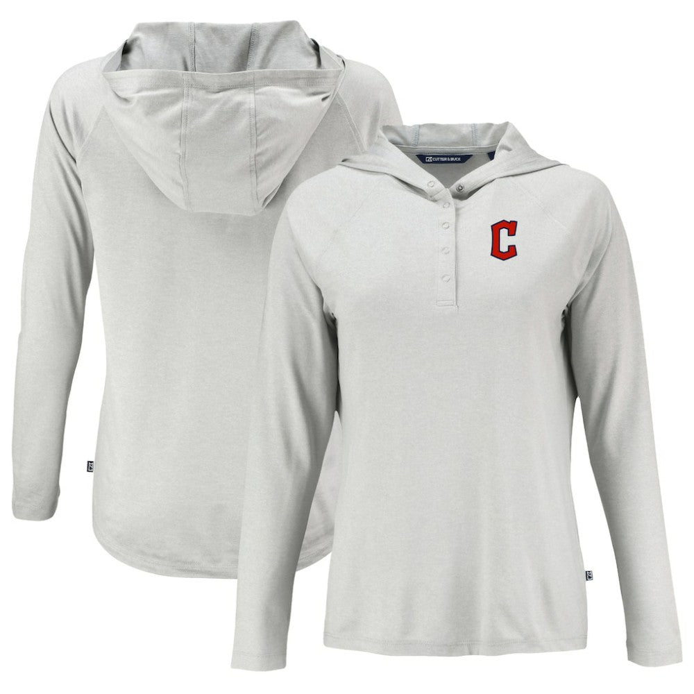 Cleveland Guardians Cutter & Buck Women's  Coastline Epic Comfort Eco Recycled Hoodie Raglan Long Sleeve T-Shirt - MLB