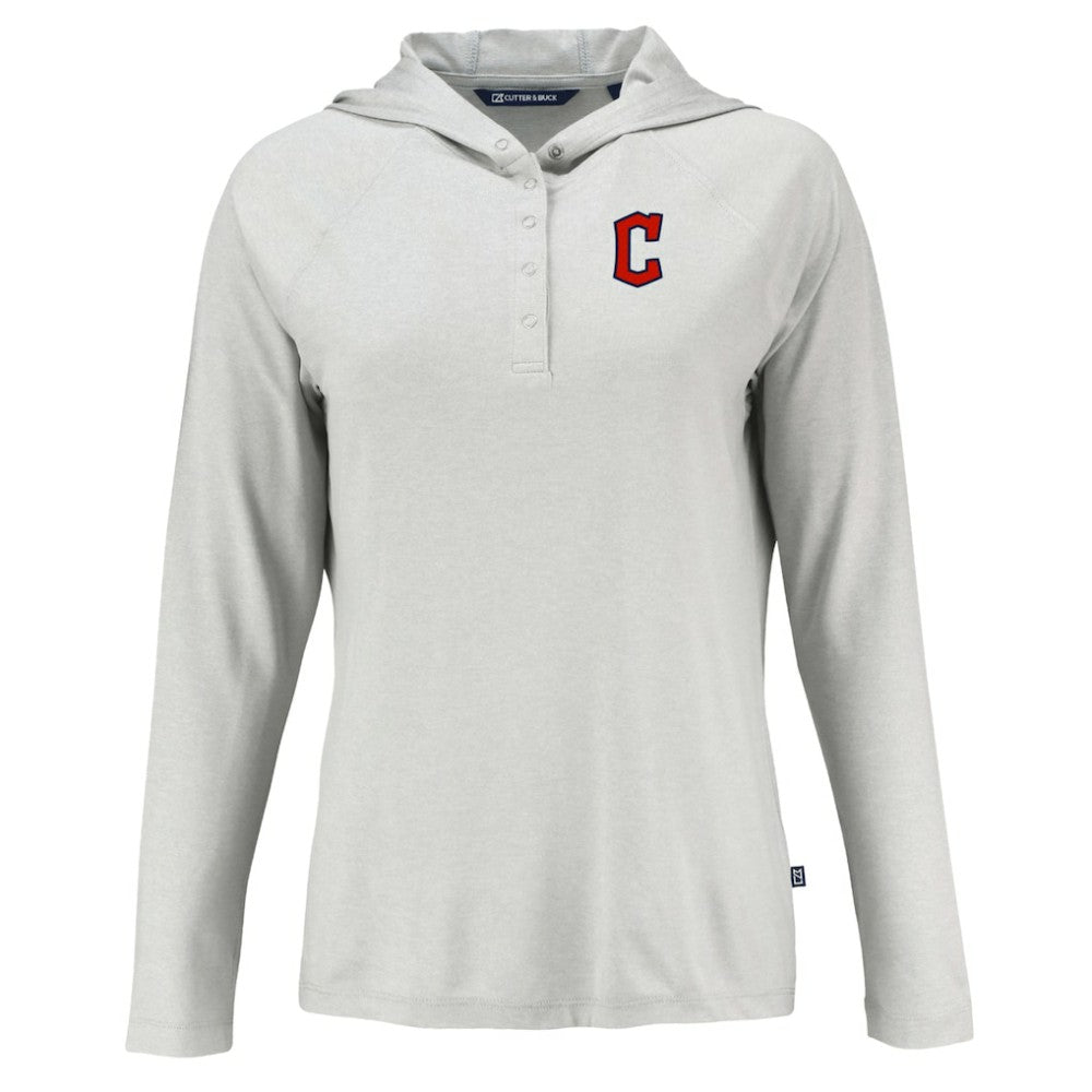 Cleveland Guardians Cutter & Buck Women's  Coastline Epic Comfort Eco Recycled Hoodie Raglan Long Sleeve T-Shirt - MLB