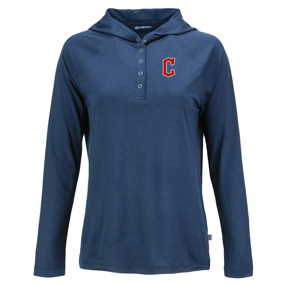 Cleveland Guardians Cutter & Buck Women's  Coastline Epic Comfort Eco Recycled Hoodie Raglan Long Sleeve T-Shirt - MLB
