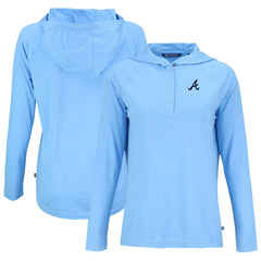 Atlanta Braves Cutter & Buck Women's  Coastline Epic Comfort Eco Recycled Hoodie Raglan Long Sleeve T-Shirt - MLB