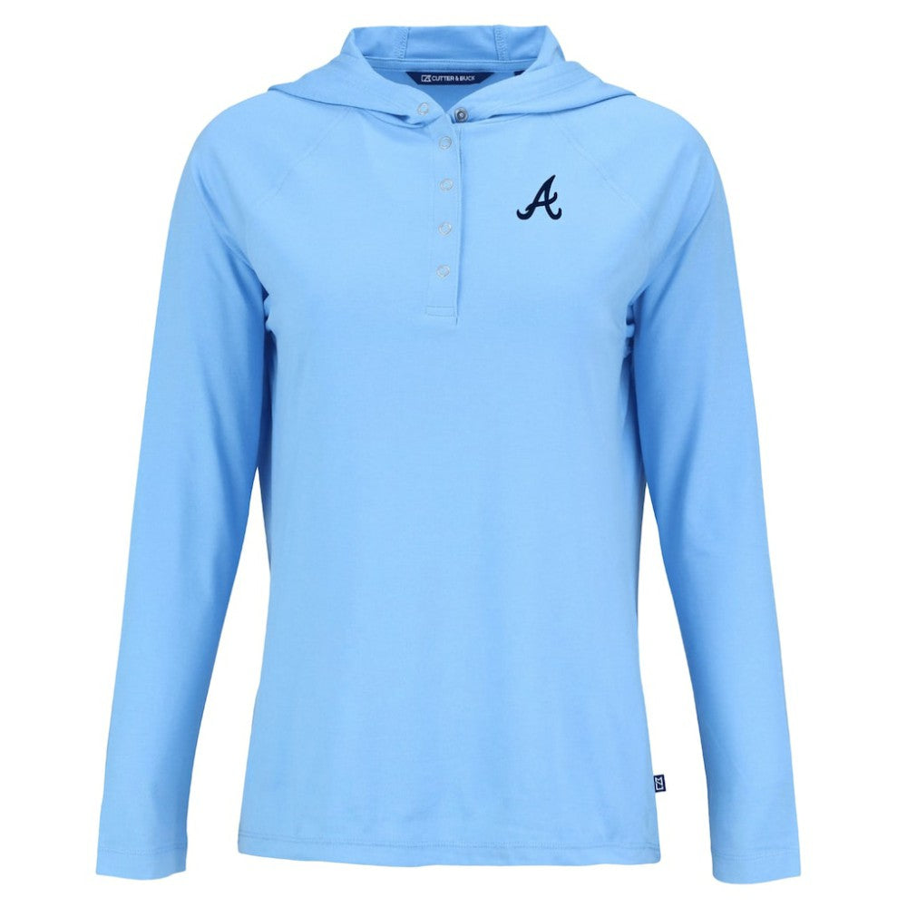 Atlanta Braves Cutter & Buck Women's  Coastline Epic Comfort Eco Recycled Hoodie Raglan Long Sleeve T-Shirt - MLB