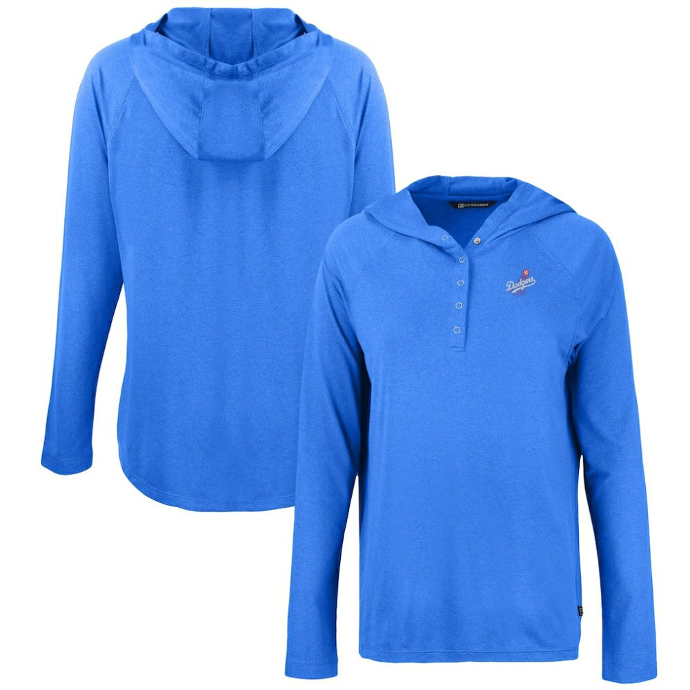 Los Angeles Dodgers Cutter & Buck Women's Cooperstown Collection Coastline Epic Comfort Eco Recycled Hoodie Raglan Long Sleeve T-Shirt - MLB