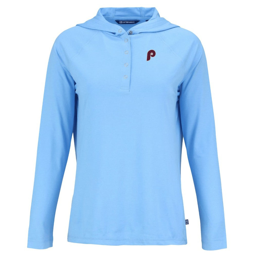 Philadelphia Phillies Cutter & Buck Women's Cooperstown Collection Coastline Epic Comfort Eco Recycled Hoodie Raglan Long Sleeve T-Shirt - MLB