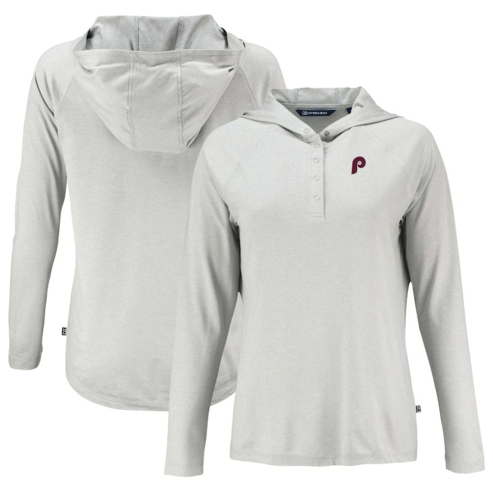 Philadelphia Phillies Cutter & Buck Women's Cooperstown Collection Coastline Epic Comfort Eco Recycled Hoodie Raglan Long Sleeve T-Shirt - MLB