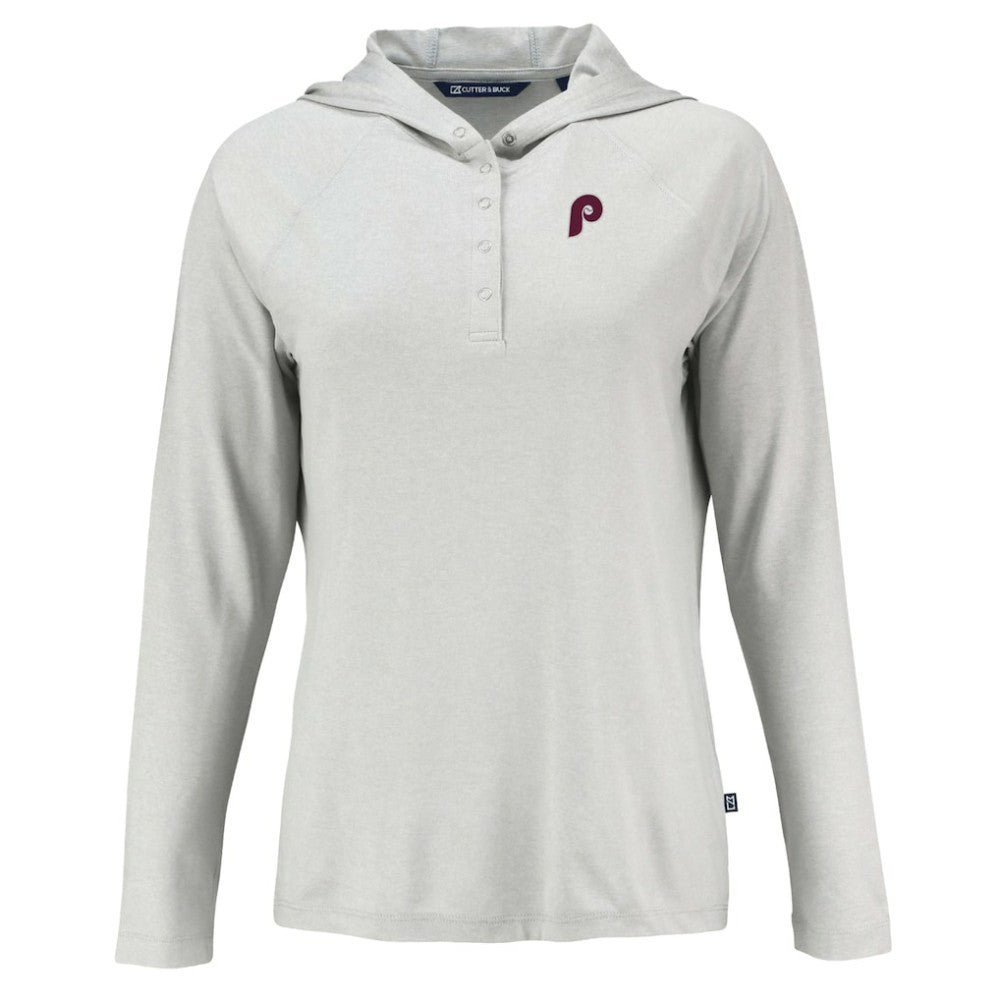 Philadelphia Phillies Cutter & Buck Women's Cooperstown Collection Coastline Epic Comfort Eco Recycled Hoodie Raglan Long Sleeve T-Shirt - MLB