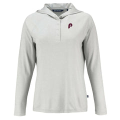 Philadelphia Phillies Cutter & Buck Women's Cooperstown Collection Coastline Epic Comfort Eco Recycled Hoodie Raglan Long Sleeve T-Shirt - MLB