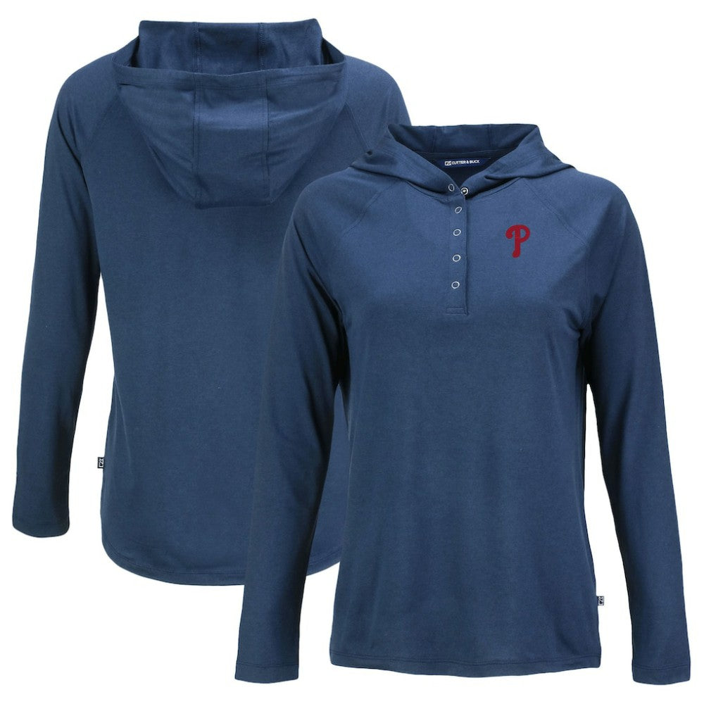 Philadelphia Phillies Cutter & Buck Women's  Coastline Epic Comfort Eco Recycled Hoodie Raglan Long Sleeve T-Shirt - MLB