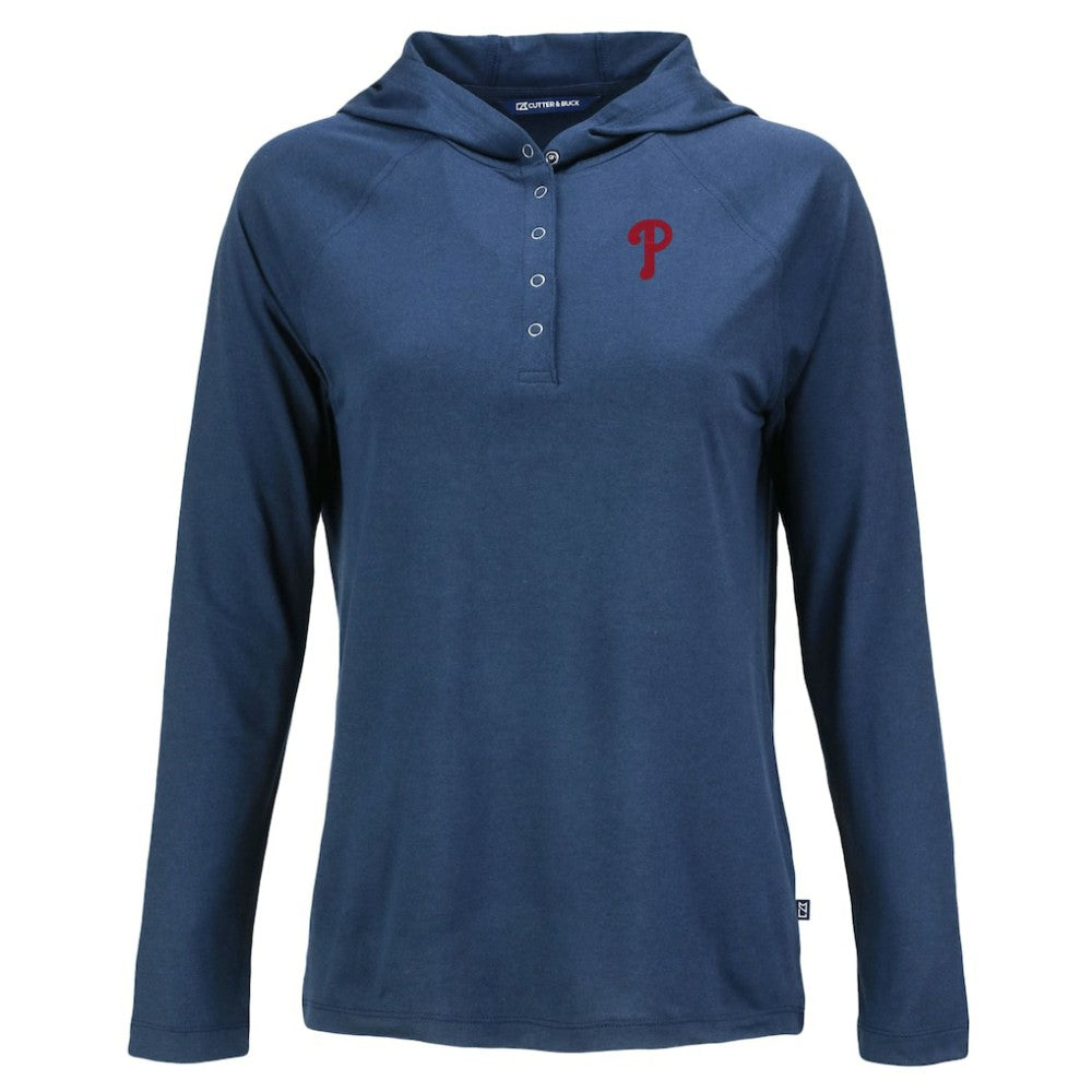 Philadelphia Phillies Cutter & Buck Women's  Coastline Epic Comfort Eco Recycled Hoodie Raglan Long Sleeve T-Shirt - MLB