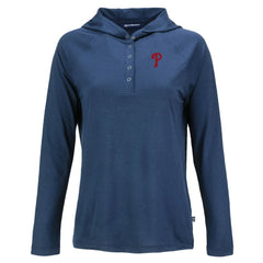 Philadelphia Phillies Cutter & Buck Women's  Coastline Epic Comfort Eco Recycled Hoodie Raglan Long Sleeve T-Shirt - MLB