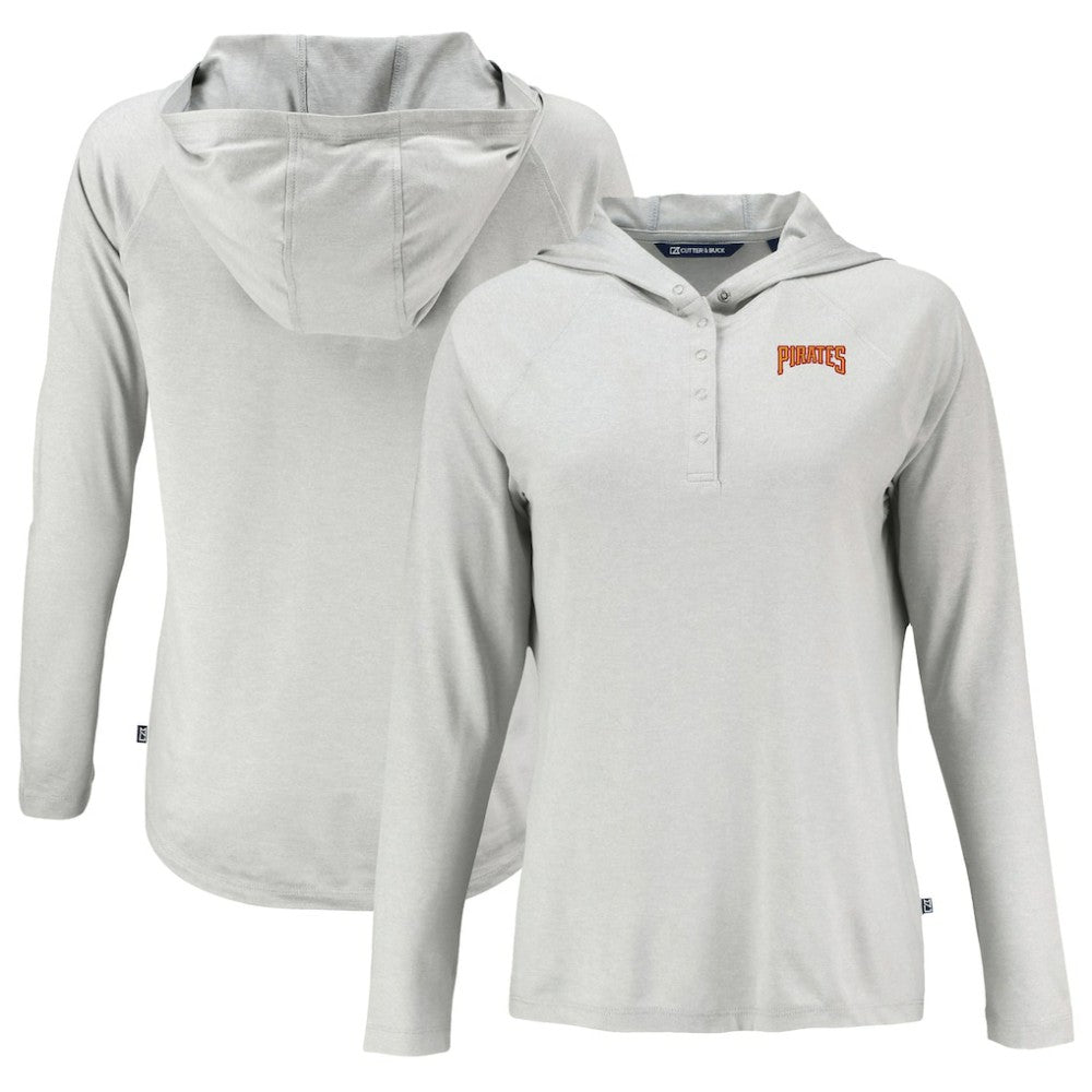 Pittsburgh Pirates Cutter & Buck Women's Cooperstown Collection Coastline Epic Comfort Eco Recycled Hoodie Raglan Long Sleeve T-Shirt - MLB
