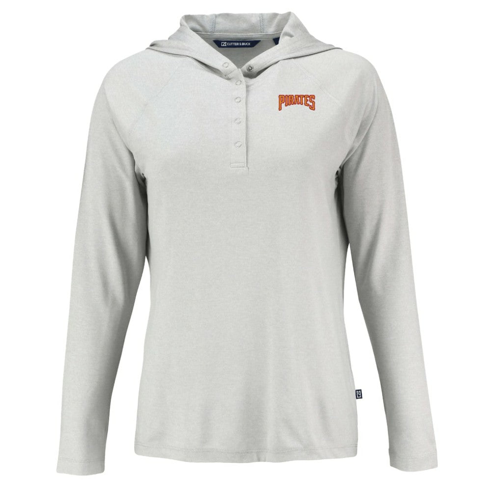 Pittsburgh Pirates Cutter & Buck Women's Cooperstown Collection Coastline Epic Comfort Eco Recycled Hoodie Raglan Long Sleeve T-Shirt - MLB
