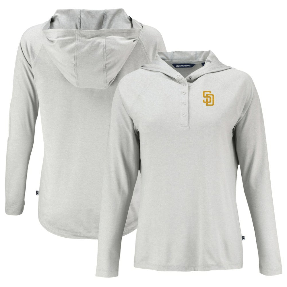 San Diego Padres Cutter & Buck Women's  Coastline Epic Comfort Eco Recycled Hoodie Raglan Long Sleeve T-Shirt - MLB