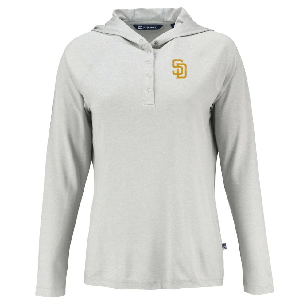 San Diego Padres Cutter & Buck Women's  Coastline Epic Comfort Eco Recycled Hoodie Raglan Long Sleeve T-Shirt - MLB