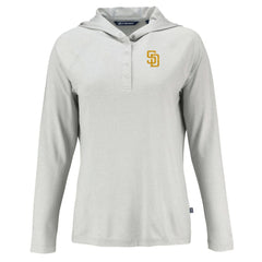 San Diego Padres Cutter & Buck Women's  Coastline Epic Comfort Eco Recycled Hoodie Raglan Long Sleeve T-Shirt - MLB