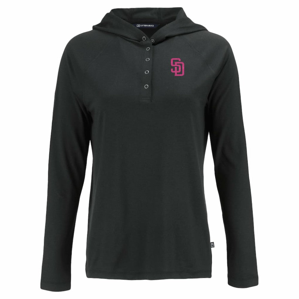San Diego Padres Cutter & Buck Women's City Connect Coastline Epic Comfort Eco Recycled Hoodie Raglan Long Sleeve T-Shirt - MLB