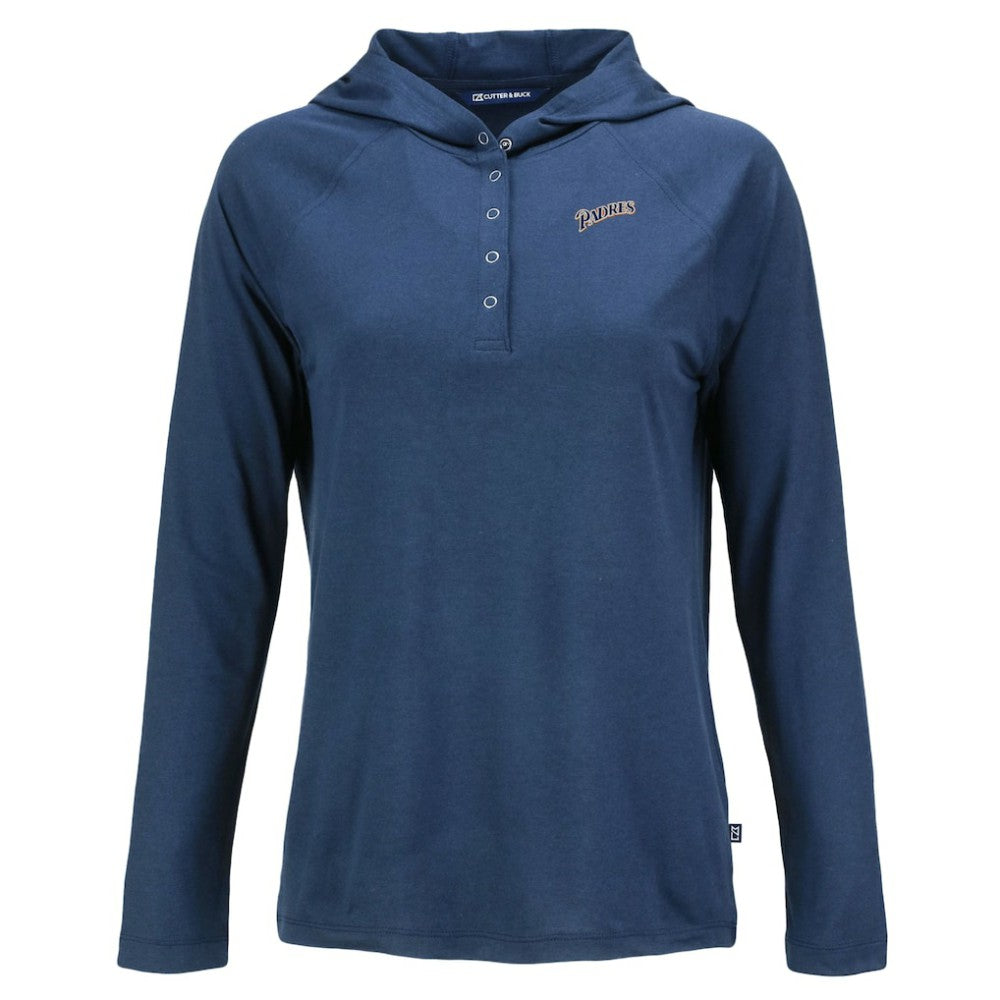 San Diego Padres Cutter & Buck Women's Cooperstown Collection Coastline Epic Comfort Eco Recycled Hoodie Raglan Long Sleeve T-Shirt - MLB