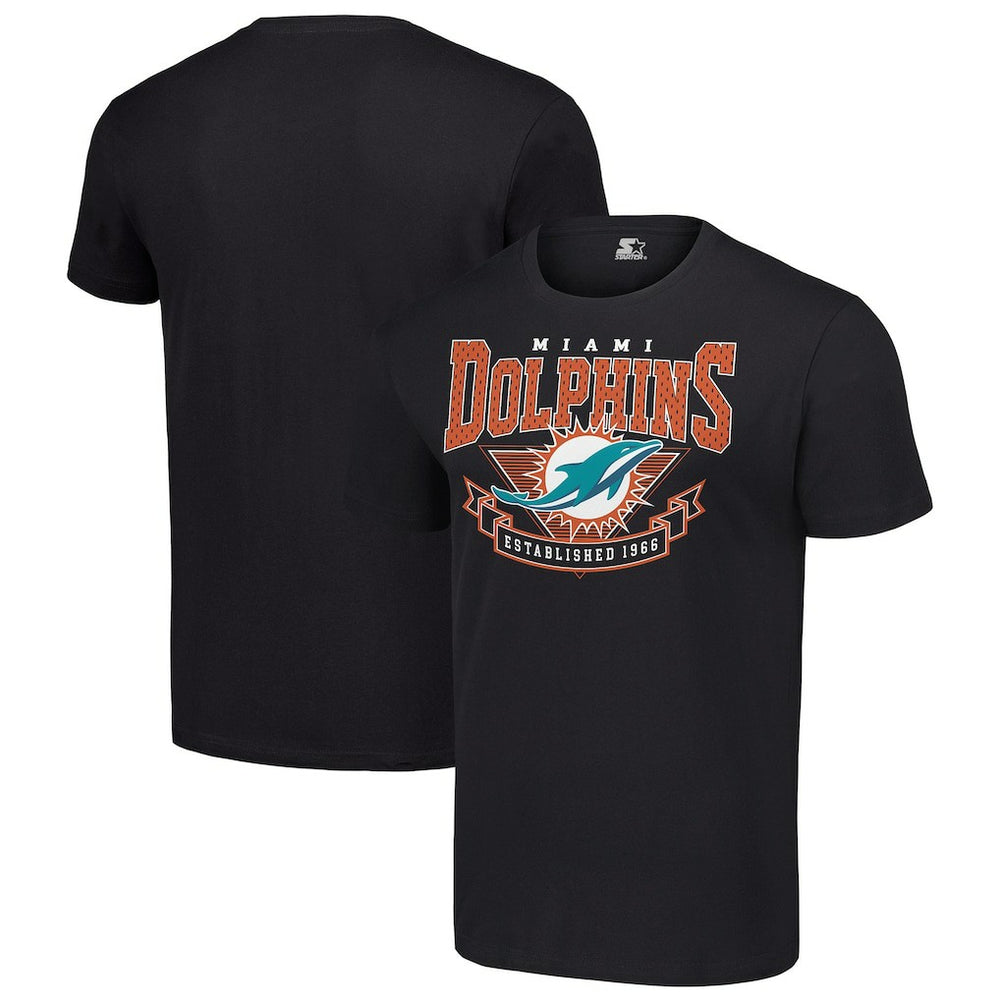 Miami Dolphins Starter 80s Inspired Team Logo T-Shirt Black | NFL