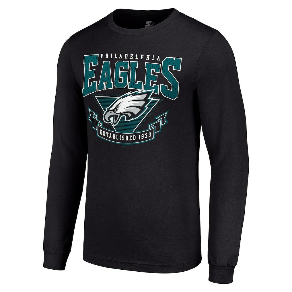 Philadelphia Eagles Starter '80s Inspired Team Logo Long Sleeve T-Shirt Black | NFL