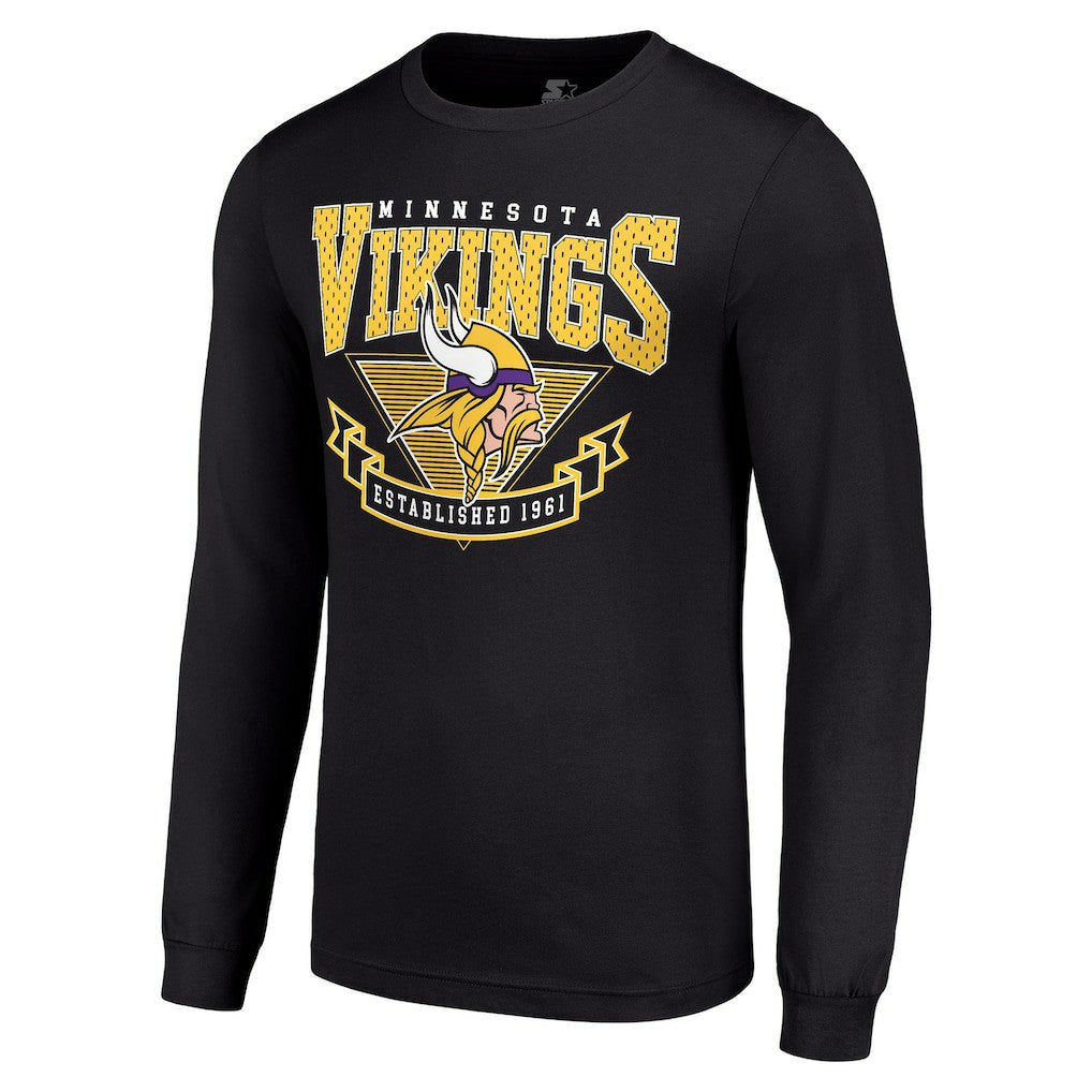 Minnesota Vikings Starter '80s Inspired Team Logo Long Sleeve T-Shirt Black | NFL
