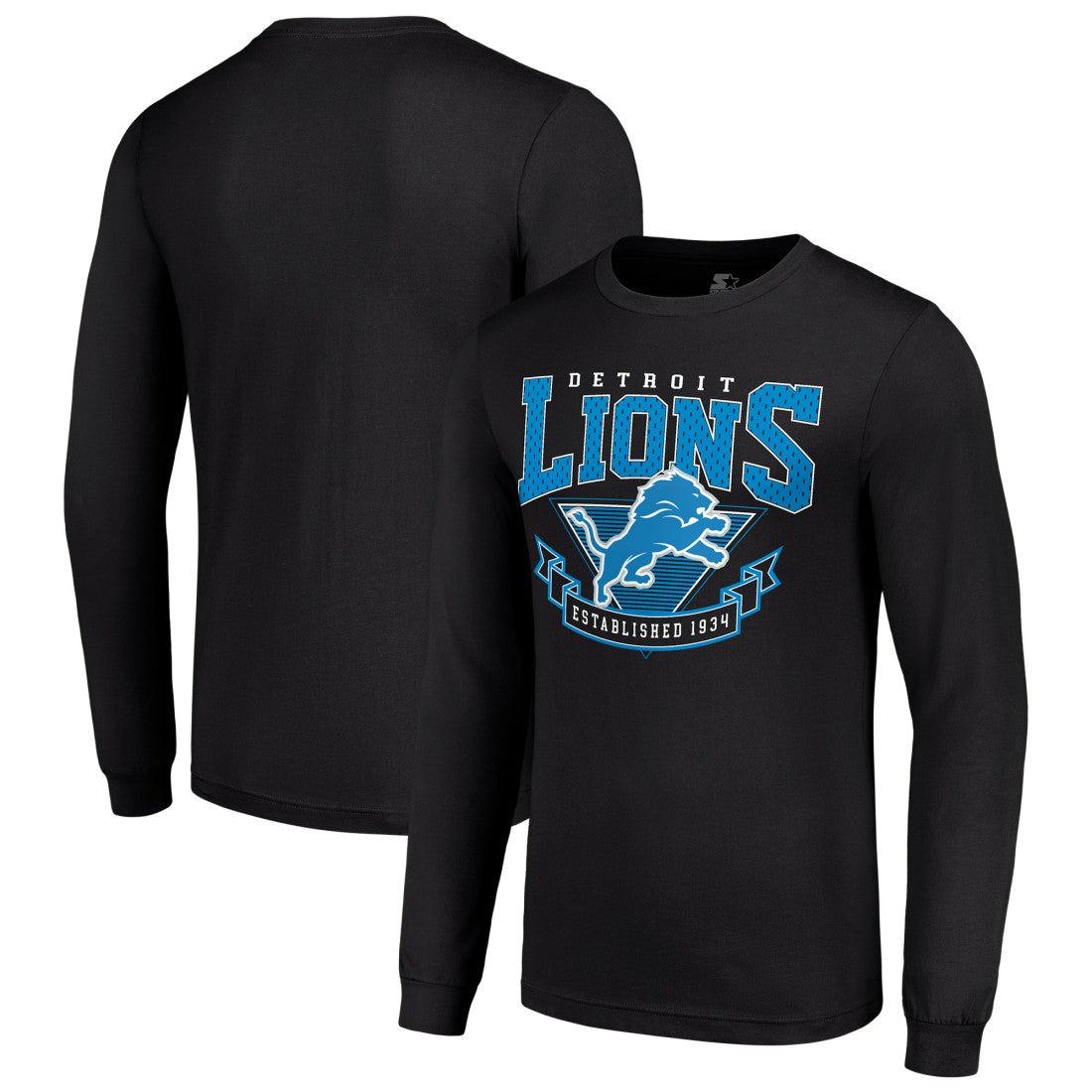 Detroit Lions Starter '80s Inspired Team Logo Long Sleeve T-Shirt Black | NFL