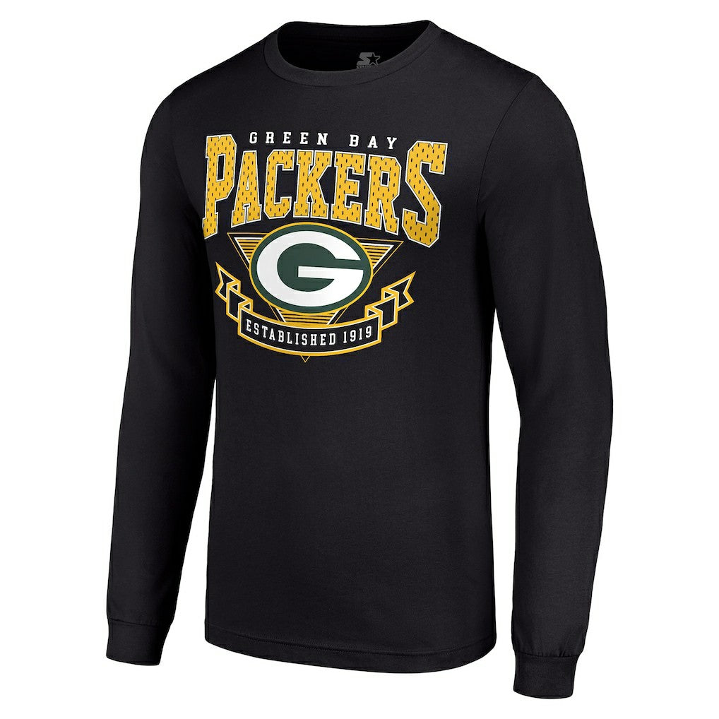 Green Bay Packers Starter '80s Inspired Team Logo Long Sleeve T-Shirt Black | NFL