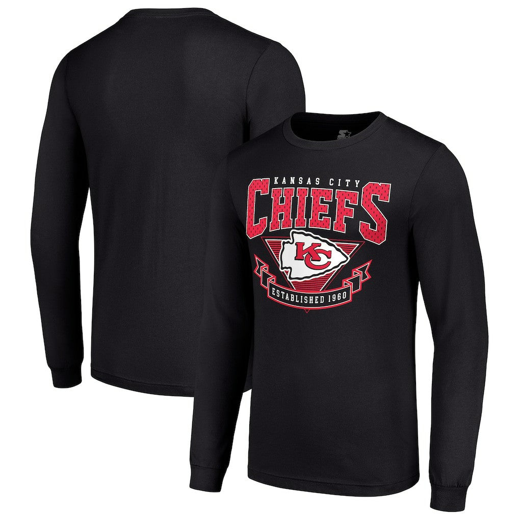 Kansas City Chiefs Starter '80s Inspired Team Logo Long Sleeve T-Shirt Black | NFL