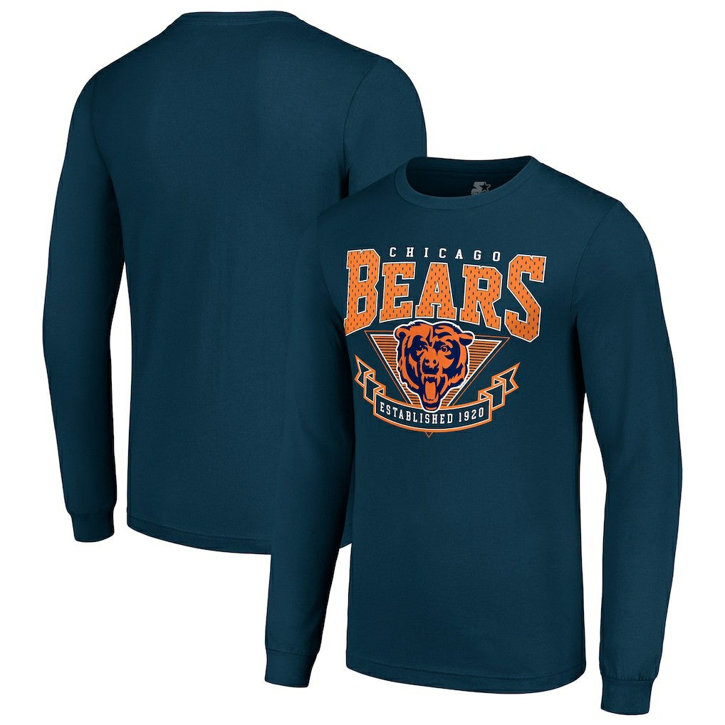 Chicago Bears Starter '80s Inspired Team Logo Long Sleeve T-Shirt Navy | NFL