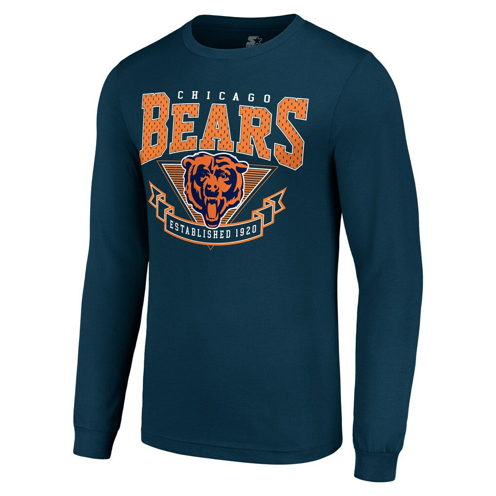 Chicago Bears Starter '80s Inspired Team Logo Long Sleeve T-Shirt Navy | NFL