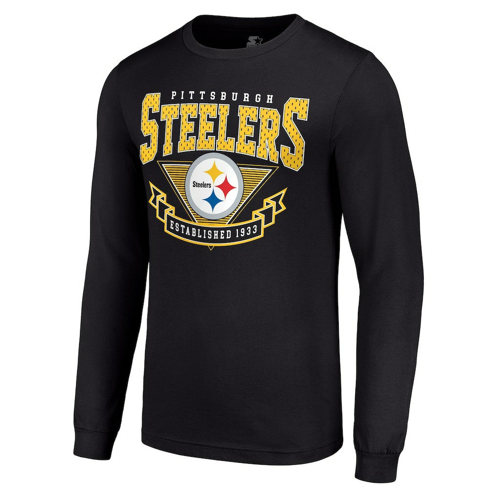 Pittsburgh Steelers Starter '80s Inspired Team Logo Long Sleeve T-Shirt Black | NFL