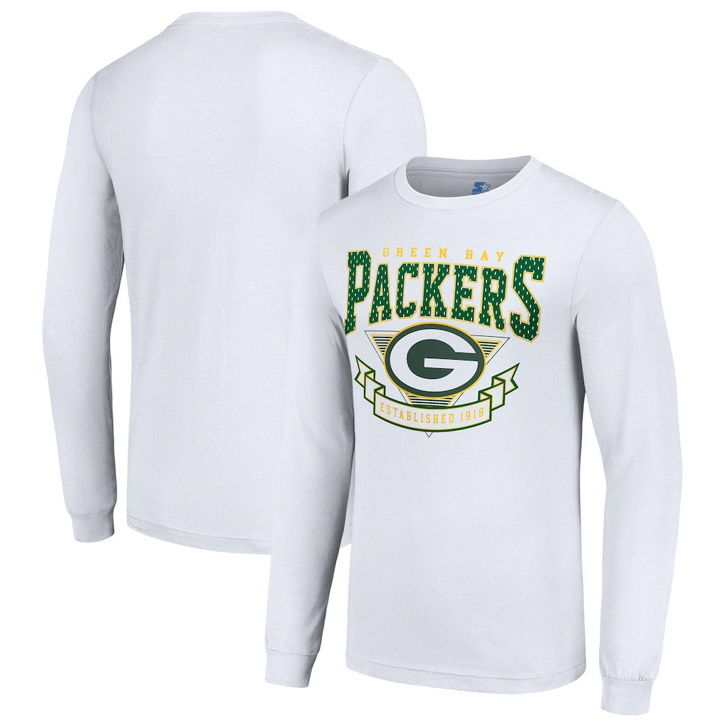 Green Bay Packers Starter '80s Inspired Team Logo Long Sleeve T-Shirt White | NFL