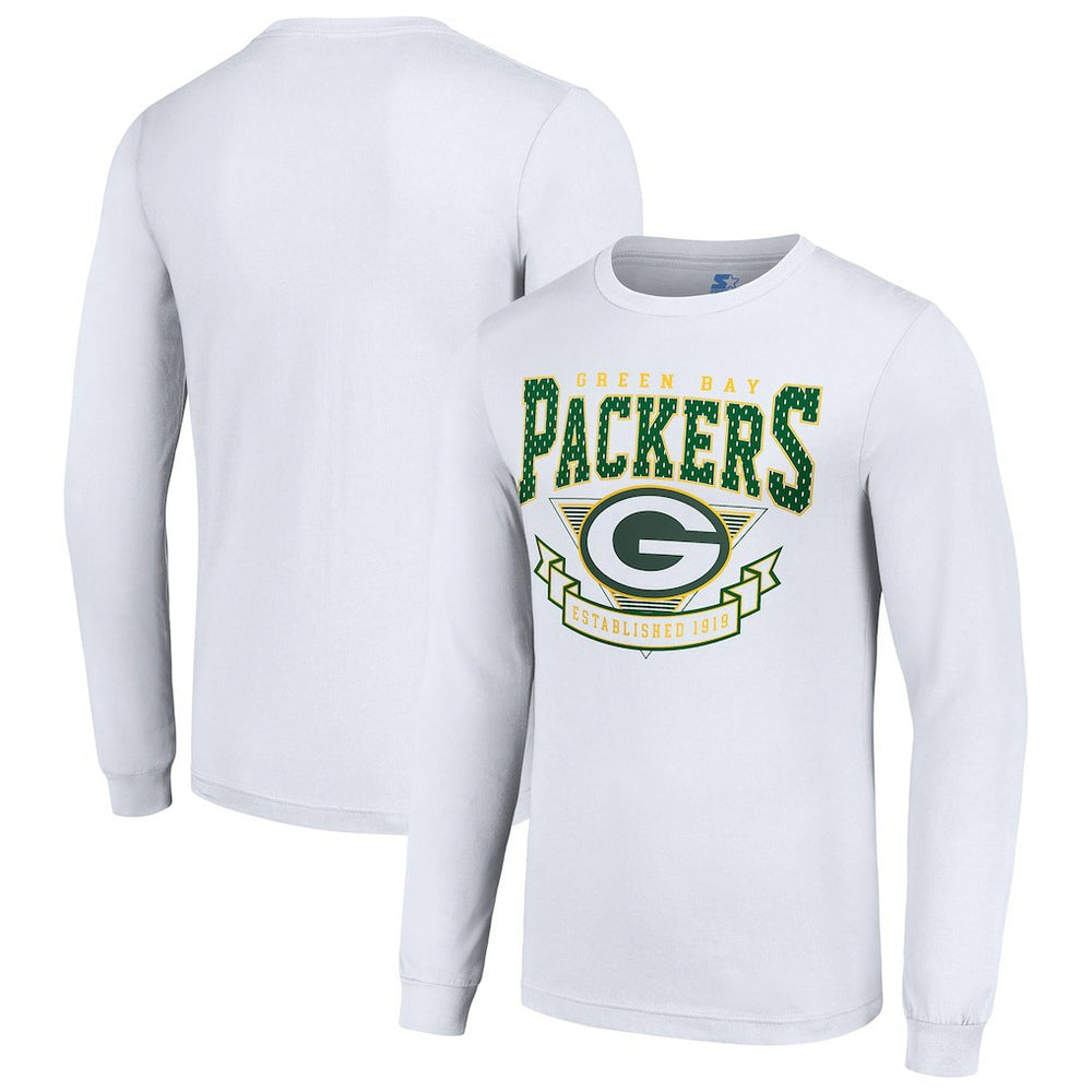 Green Bay Packers Starter '80s Inspired Team Logo Long Sleeve T-Shirt White | NFL